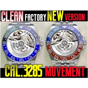 новые часы Clean Watch 3186 ИЛИ 3285 Два механизма 40 мм Красно-синяя керамическая губа Бэтмен левша сверху C11