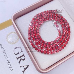 Стерлинговый серебряный проход с бриллиантовым тестером 3 мм 4 мм красное ожерелье Моассанит