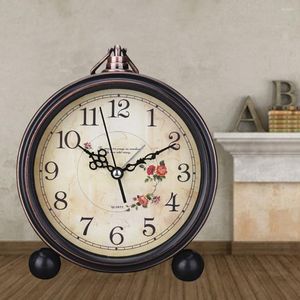 Table Clocks Nordic Decor Rustic Clock Old Round Non Ticking Arabic Silent Desk Child