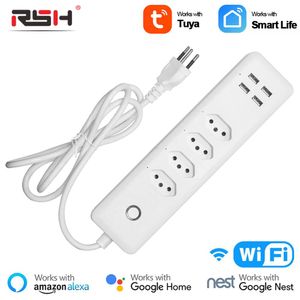 RSH Brasil WiFi Power Strip Brazil Standard Tuya Smart Socket 4 Outlets 4 USBポート音声制御Alexa Google Homeで動作する