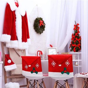 Sandalye Noel Arka Kapak Kapakları Santa Hat Klasik Yemek Dekorasyon Tatili