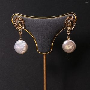 Orecchini a bottone Elegante perla barocca d'acqua dolce naturale per le donne Ragazza temperamento Gioielli alla moda per feste di matrimonio 30x10mm