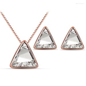 Halskette Ohrringe Set Mode Kristall Koreanische Charms Dreieck Schmuck Großhandel _ Auf dem Dach des Geheimnisses