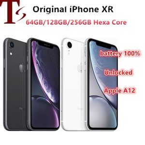 Renoverad Original iPhone XR Smart Phones 6.1Im A12 med Face ID Låst 3 GB RAM 64/128/256 GB ROM -mobiltelefoner LTE 4G 12MP NFC Mobiltelefon