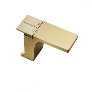 Rubinetti lavabo bagno Rubinetto lavabo quadrato oro e spazzola singola fredda