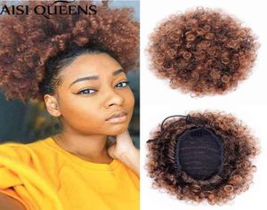 AISI QUEENS Sintetico Puff Afro Short Kinky Curly Chignon Hair Extension Bun Drawstring Ponytail Wrap Hairpiece Fake 2202081723239