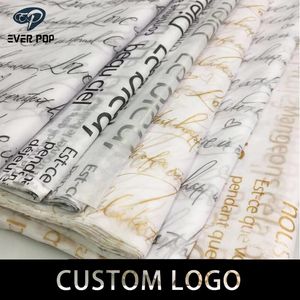Stamping 1000pcs Custom printing personalised gift wrapping jumbo roll clothing glitter tissue paper packaging
