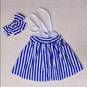 Vestidos de menina 2023 crianças crianças criança bebê princesa festa listrada bandana azul tule ball tutu vestido 1 2 3 4 5y