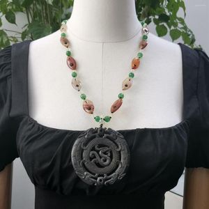 Hänghalsband lii ji mutil färg halsband 55 cm gröna orange agater jades kvinnor lager försäljning smycken