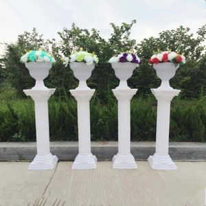 2 Stück modische Hochzeits-Requisiten, dekorative römische Säulen, weiße Kunststoff-Säulen, Blumentopf, Straßenführung, Ständer, Party-Event