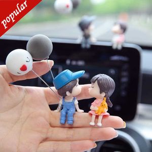 New Cute Car Decoration Lovely Cartoon Couple Action Figure Figurines Balloon Ornament Auto Interior Dashboard Accessories Girl Gift