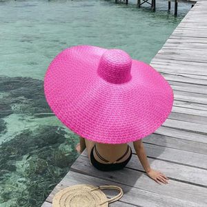 Chapéus largos de palha feminina chapéu de palha 2023 Summer listrado listrado com sol resistente ao sol Protection Women Women Beach WholesaleWide
