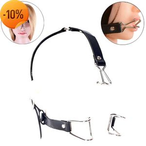 Massage Fetish Bdsm Metal Nose Hook Slave Fixation Open Mouth Gag with Leather Head Bondage Harness of Adult Slave Games Sex Toys