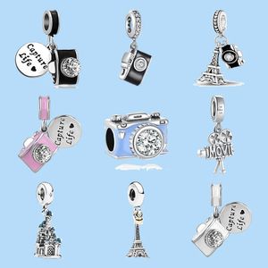 925 Sterling Silver Charms för Pandora smycken pärlor DIY Pendant Kvinnliga armband Pärlor Fina DIY Castle Dingle Camera Tower