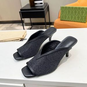 Women Fashion Lace Sandals Designer Summer Rhinestone High Heels Comfortable and Elegant Professional Shoes