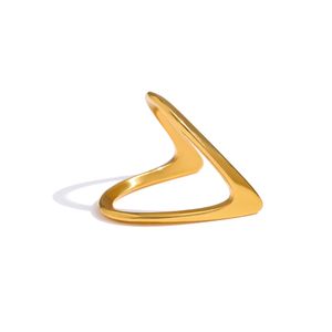 Rostfritt stål geometriska ringar kvinnor minimalistiska metall gyllene fingerring vattentät smyckespresent