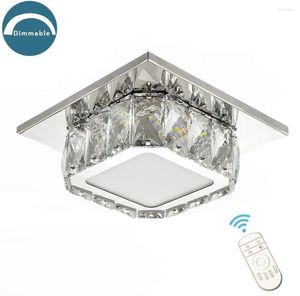 Chandeliers 12W Crystal Ceiling Light Dimmable LED Lamp With Remote For Kitchen Hallway Stairwell(7.9 Inch/3000-6500K)