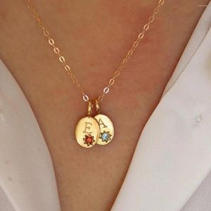 Collane con ciondolo Acciaio inossidabile 26 lettere Collana con zirconi Dodici zodiaco per le donne Moda Girocollo Catena Colore oro Gioielli alla moda Regalo