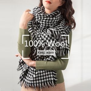 Шарфы твердые любовь классические элементы Houndstooth Scarf Шалли шерсть шерсть женская двойная цель большая густая теплая весна и зима