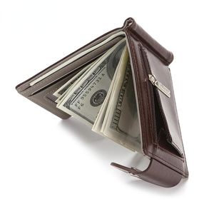 Wallets Fashion Men Business Wallet Foldable Leather Holder Multifunction Coin ID Money Documents Purse Bag