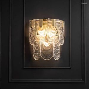 Lampy ścienne krystaliczne lampa światło luksusowy salon tło sypialnia nocna E14 nowoczesne kreatywne oświetlenie szklane żelazne jadalnia