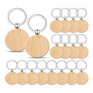 100 Pieces Round Wood Keychain Blanks Diy Wooden Keychain Blanks Unfinished Wooden Key Ring Key Tag B