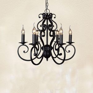 Chandeliers Black Wrought Iron Modern Chandelier Lighting E14 Holder Candle Lamp El Living Room Dining