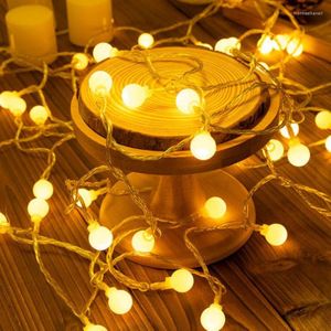 Strängar 6m 10 m körsbärskula Led Garland Lights Fairy String Battery/USB Power Wedding Christmas Holiday Outdoor Room Decoration