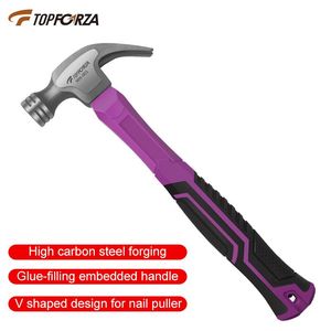 Hammer Topforza Steel Hammer Long Handle Claw Hammer Woodworking Nail Puller Construction Decoration DIY Striking Manual Tools