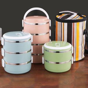 Bento lådor 1-4 lager lunchlåda för barn kök matlagring container bärbar picknick korg runt bento lådan med handtag termisk låda 230515