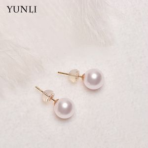 Stud Yunli Real 18k Ouro Natural Água Doce Pérola Brincos Puro Au750 Brinco Pins para Mulheres Fine Jewelry Presente EA015 230515