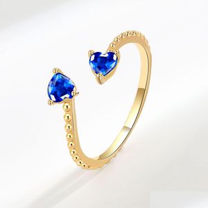 Band Rings New Trendy Heart Shape Zircon For Women Romantic Pink Engagement Girlfriend Female Metal Finger Ring Jewelry Gift Dhdya