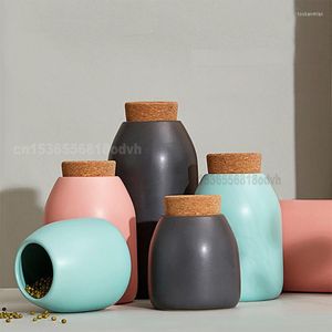 زجاجات التخزين الإبداعية المطبخ الخزفي الحبوب الحجم مختوم الشاي الجرار الأسرة
