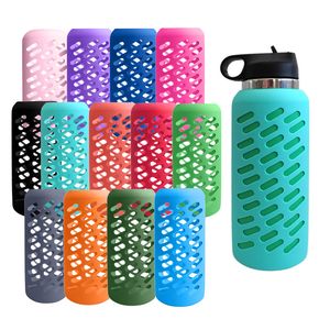 Manga de proteção de silicone para balão 18 onças 32 oz 40 oz de aço inoxidável esportam tampas de proteção de garrafas de água 13 cores