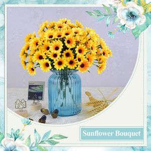 Декоративные цветы венки 24 головы искусственное ложное солнце Diy Daisy Bouquet Home Decor Fake Wedding Decorations аксессуары