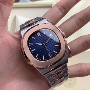 Neue Stil Automatische Bewegung Männer Uhr Glas Zurück Blau Gesicht Saphir Kristall 316 Edelstahl Band Watch262i