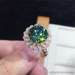 Band Rings Big Round Green Cubic Finger Ring for Women Vintage Ring Retro Party Luxury Jewelry