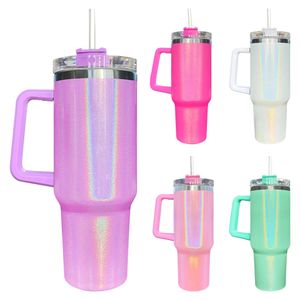 Ingradient 40oz isolerat rostfritt stål Travelmugg Glitter vattenflaska Ice Coffee Cup 40 oz Tumbler med handtag DOM2080