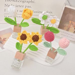 Flores decorativas Tulipas de girassóis ornamentos de malha feitos à mão