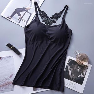 Camisoles & Tanks 2023 Women Spring Summer Ice Silk Bras Breathable Vests Ladies Brassiere Padded Seamless Fitness Tank Female Solid