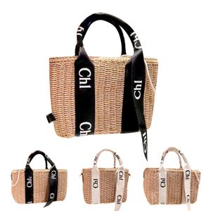 topphandtag Dam woody Beach the tote Väska Halmkorg Designer stor handväska semester shopping Axelväskor Crossbody lyxig väv handväska dam clutch arbetsväska