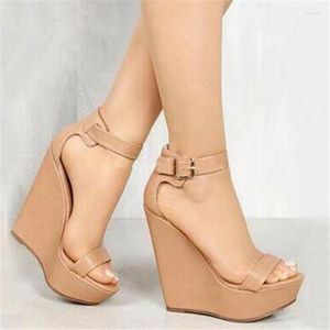 Dress Shoes OOF LORON 16CM High Wedge Heel Sexy Fashion Women's Sandals With One Line Nude Lacing In A Variety Of Colors Available