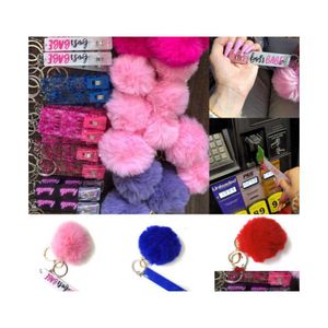 Key Rings Cute Credit Card Pler Pompom Acrylic Debit Bank Grabber For Long Nail Atm Rabbit Fur Ball Keychain Pink Cards Clip Nails K Dhfas