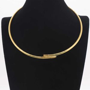 Designer halsband hänge halsband titan smycken grossist damer smidig hård ring halsband klassisk nagelborr krage