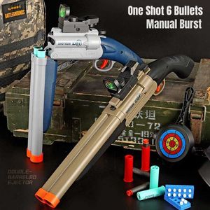 銃のおもちゃダブルバレルショットガンシェルスローおもちゃ銃の銃銃スーツsoft bullet gun eva darts shotgun with shell cases t230515