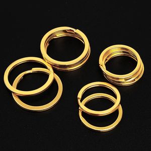 10pcs Złote Stal Stal Stal Pierścienie 25/30 mm Okrągły płaska linia Pierścienie Pierścienie Keyring do biżuterii Making Brelkain DIY