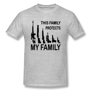 Herren T-Shirts Sommer Männer Kurzarm Baumwolle Cartoon T-Shirt DIESE FAMILIE SCHÜTZT MEINE FAMILIE Waffen Waffen Lustige Gedruckt T Shirt Tops L230515