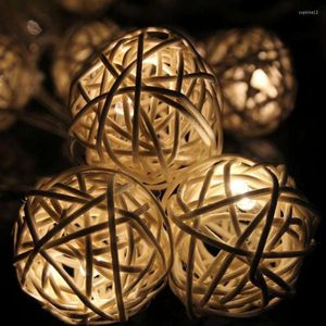 Christmas Decorations HL 2023 20 LED Color Rattan Ball String Fairy Lights For Xmas Wedding Party Dropship Jun27