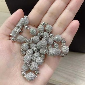 Wholesale 3d Round Bead Vvs Moissanite Ball Chain Luxury Hip Hop Jewelry Cuban Necklace Iced Out S925 Diamond Cuban Chain