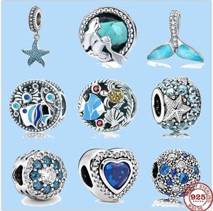 925 Charm Boncuk Aksesuarları Fit Pandora Takılar Mücevher Yüksek kaliteli mücevher hediyesi Toptan Yaz Yeni Okyanus Denizkızı Balık Denizyıldız Kolye Boncuk